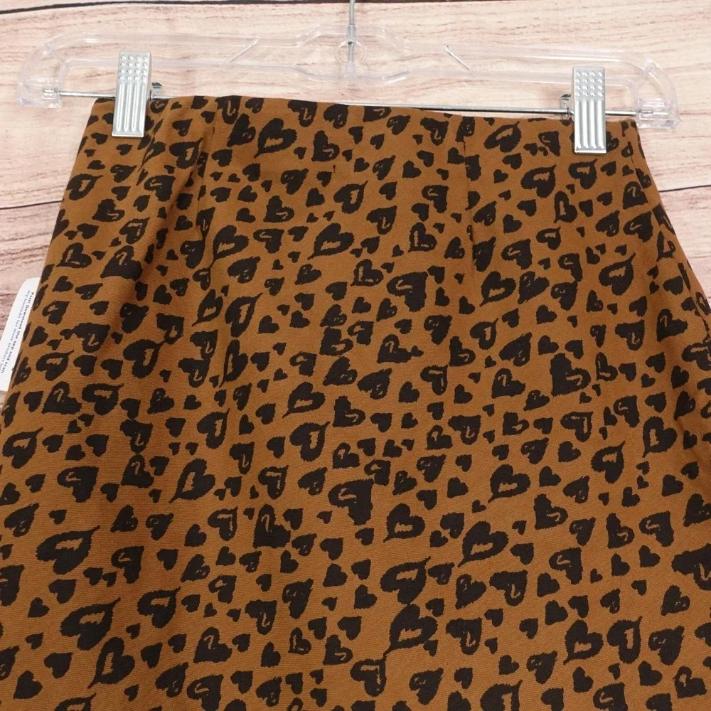 New! Old Navy Skirt Girls 8 Brown Animal Print Knit Mini Elastic Waist